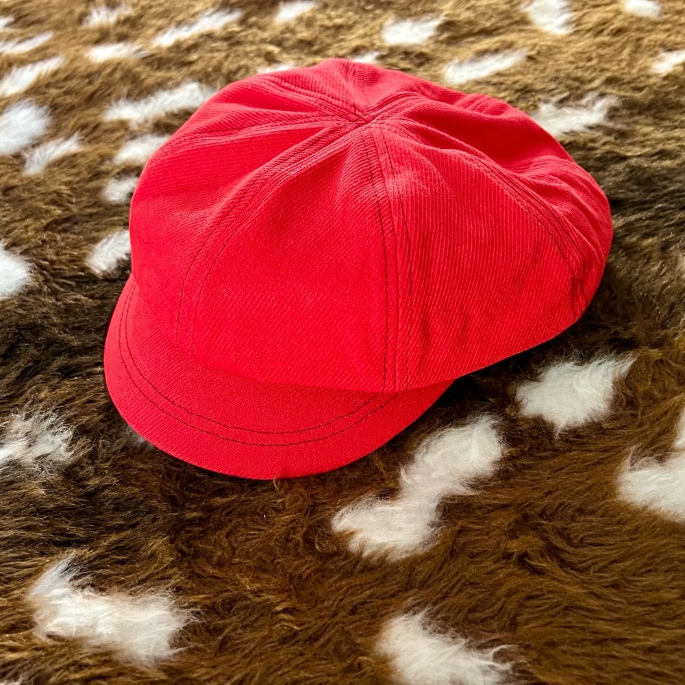 Free People Red Lieutenant Cap Hat BoHo Indie Retro Festival Coquette
